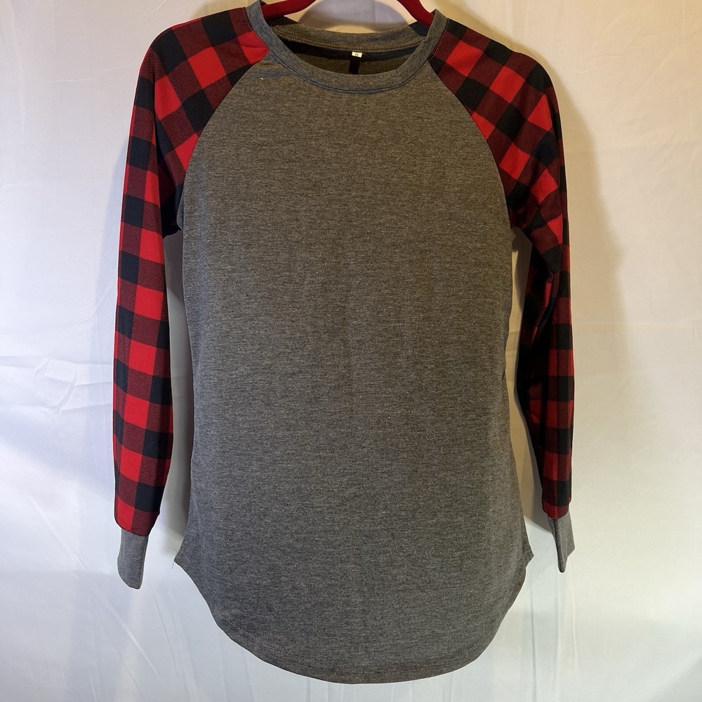 NWT Womens Long Sleeves T Shirt Size Small Buffalo Plaid Blank Christmas Project